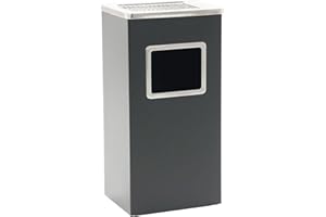 Danieli Store - Cenicero de Pie Rectangular para Exteriores Negro 30x24x61 cm - Cenicero Exterior con Papelera Extraíble. Papelera con Rejilla para Apagar Cigarrillos. 16L