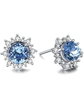 ZMIKI Damen Ohrstecker Kristall Saphir Blau mit Zirkonia 925 Sterling Silber Mode Schmuck Ohrringes