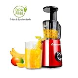 Juicepeace Siquri Extracteur de jus à froid silencieux, compact, sans BPA, 32 tours/minute rouge