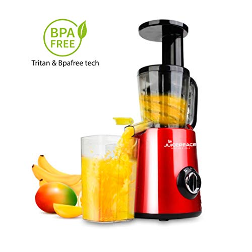 Juicepeace Siquri Extracteur de jus à froid silencieux, compact, sans BPA, 32 tours/minute rouge