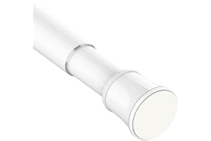 VENWEMONG Asta per tende, senza fori, barra telescopica, per tende da bagno, finestre, armadi, 1 pezzo, bianco, 115-255 cm