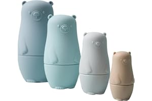 ISAKEN Matroschka Bärenfiguren aus Silikon, Matrjoschka Russische Holz Tier Nesting Doll Holz Klassisch Stapel Puppe Kinderspielzeug Für Partys, Festivals, Wohnzimmer, Schlafzimmerdekorationen