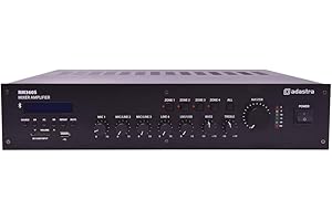 ADCB Adastra RM360S RM series 5-channel 100V mixer amplifier 360W 2U Rack Mount / 4 x 100V zone / 8 Ohms/COM terminals
