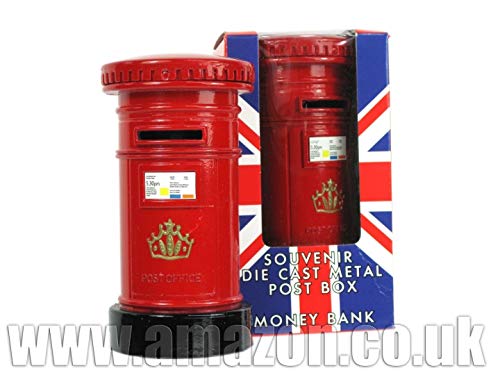 London Red Post Box Money Box, Made of Die Cast Metal, London Collectable Sou...