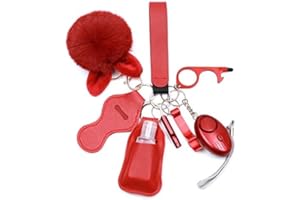 QINER Safety Keychain Set for Women and Kids, Self Defense Keychain Set with Personal Alarms, 9 PCS Safety Alarm Keychain Safety Protection Devices for Girl Kids Children Elderly Student Walker