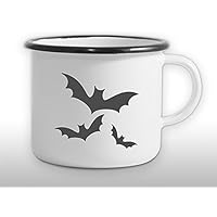The Manufacture Fledermäuse Emaille Becher Tasse als Geschenk, weiß Tier Halloween Gastgeschenk