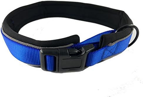 MORUDO Wide Reflective Dog Collar Soft Neoprene Padded Adjustable Heavy Duty for Walking Running, Blue L: 23.6x1.57 inches(LxW)