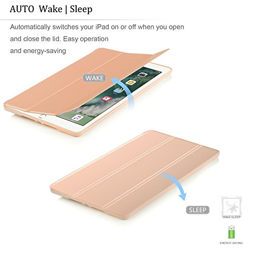 Neues iPad 2017 iPad 9.7 Zoll Hülle iBetter Neues iPad 2017 iPad 9.7 Zoll Prime Ultra Slim PU Leder Tasche Smart Case Hülle Schutzhülle Tasche Transparente Rückseite mit Leichte Ständer Funktion für Neues iPad 2017 iPad 9.7 Zoll Tablet (Gold) - 6