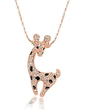 VIKI LYNN Echt 18K vergoldete Halskette Anhänger Form Giraffe mit österreichischen Kristallen