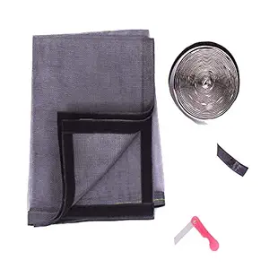 UR LITTLE SHOP Stitched Fiberglass Mosquito Net for Windows 1 Year Guarantee 4/3 Feet { 120/90 cm } 47/35 Inch with Self Adhesive Hook_Grey Color