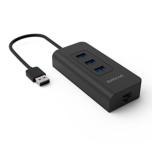 dodocool 3-Port USB 3.0 Hub mit RJ45-Gigabit-Ethernet-Adapter Freier Treiberunterstützung 10/100/1000 Mbps-Ethernet-Schwarz