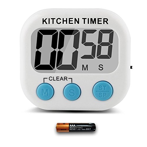 Giancomics® Küchentimer mit AAA Batterie, Groß LCD Display und Magnet Erinnerung Alarm Stoppuhr für Kochen, Backen, Spiele, Sport, Yoga und Büro (Blau-Lautstärkeeinstellung)