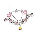 Produktbild YIYIYYA Damen Armband Silber Princess Dress Baumeln Charm Armband Mit Emaille Perlen Schmuck Anbringen, Wie In Der Abbildung Gezeigt, 19 cm