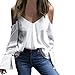Produktbild ABsoar Blusen Damen Langarmshirt Mode Camisole Sexy V-Ausschnitt Shirt Pullover Horn Lange Ärmel Tops Lose Bluse Oberteile Blusenshirt