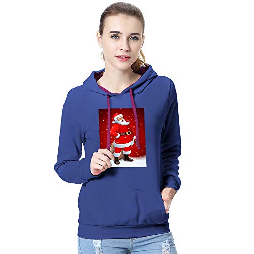 Preisvergleich Produktbild Mymyguoe Kapuzenpullover Frauen lässig Weihnachtsmann Print Langarm Kapuzenshirt Pullover Bluse Bekleidung Kapuzenjacke Kragen Kariert Kapuzenshirt Hoodies Damen Gestreift Pullovershirt Sweatshirt