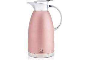 Thermal Coffee Carafe Jugs, Urtioty 304 Stainless Steel Double-Wall Vacuum Insulated Coffee Pot Vacuum Jug Insulation Pot with Lid Handle for Coffee, Juice, Milk, Tea, Water, Silver, 1.8L