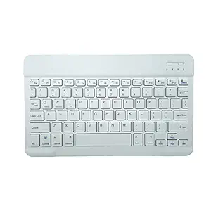 Universal Ultra Slim Portable Wireless Bluetooth Keyboard with Built-in Rechargeable Battery for iOS, Windows, Android, Laptop, PC, Notebook (Without Backlit, White (HB030))