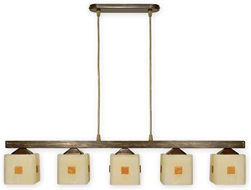 Lemir Morfeusz Pendant Light 5-Bulb/Brown and Gold Decorative Steel Shade Glass 80 x 10