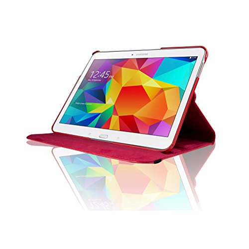 Samsung Galaxy Tab 4 10.1 Hülle, SAVFY®Ultra Slim Samsung Galaxy Tab 4 10.1 Zoll Case 360 Grad Drehung Schutztasche Kunstleder Schutzhülle mit Auto Schlaf / Wach Funktion inkl. Eingabestift und Schutzfolie (für Tab 4 10.1″ T530/T531/T535)-rot - 3