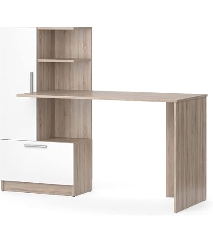 FMD Möbel Lexo Schreibtisch-Winkelkombination In Eiche – Tisch 136x75x68 Cm, Regal 137x71x33 Cm, Made In Germany