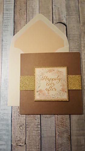 Rustic Peach Floral Pocketfold Wedding Invitation