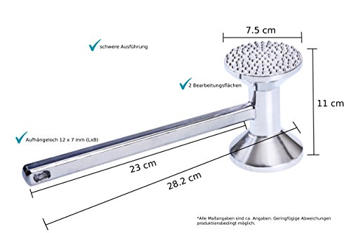 GRÄWE Fleischhammer 28 cm schwer 635 g Aluminium Fleischklopfer mit 2 Bearbeitungsseiten - 7
