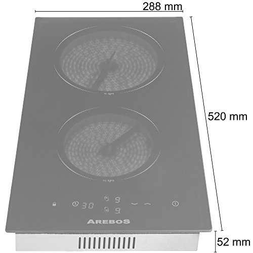 Arebos® Glaskeramikkochfeld 2 Platten Ceran Glaskeramik autark Kochfeld Sensor Touch - 5