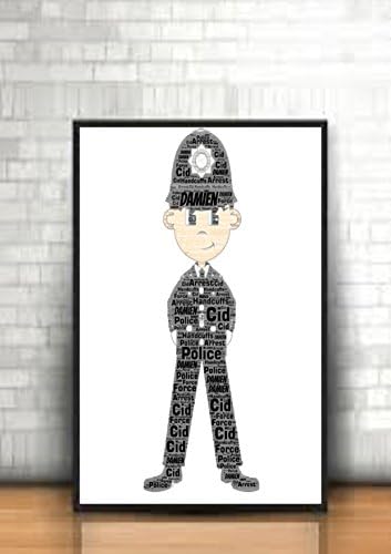 PERSONALISED Police Man Officer Word Art Wall Print Gift Idea Birthday - A4 Print - Unframed - Word Cloud