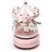 KINGSO Wooden Merry-Go-Round Horse Music Box Roundabout Carousel Music Box Christmas Birthday Gift Pink