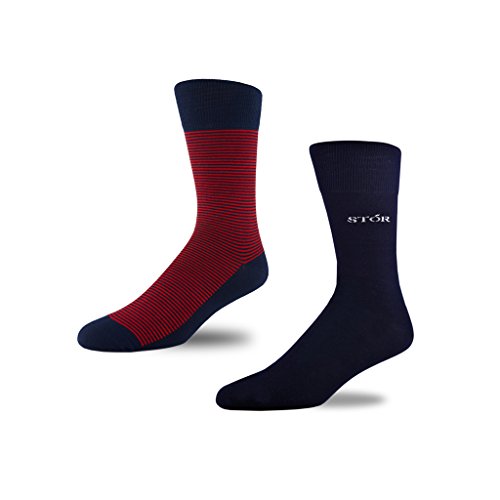 Preisvergleich Produktbild STÓR Herren Bambus Socken [2er Pack] , Antibakterielle, atmungsaktive Herrensocken mit 80% Bambusfaser-Anteil! superweiches und luxuriöses Material (Mittel (39-42EU / 6-8UK), Rot / Marine)