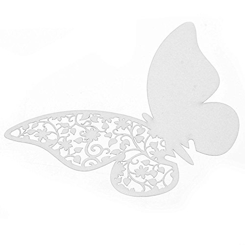 ColorMax 50x Tischkarte Platzkarte für Weinglas Laserschneiden Deko für Hochzeit Party (weiß) - 3