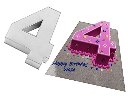 EURO TINS Gro? Zahlen-Backform VIER (4) f?r Geburtstag, Jubil?um (Gr??e 36 x 25 cm ? 7,5 cm tief)