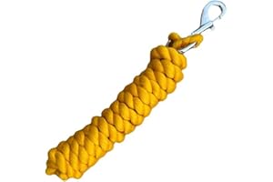 EQUIPRIDE Cotton Lead Rope for Horse, 2 Metres, Replaceable Robust Trigger Clip, Pack of 2 (Yellow)