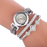 Hswt Damen Armbanduhr Armband Quarzbewegung Diamant Montage Mode Ball Quarzuhr Armband Freizeit Trend Wickel Gelenk Armbanduhr,Silver