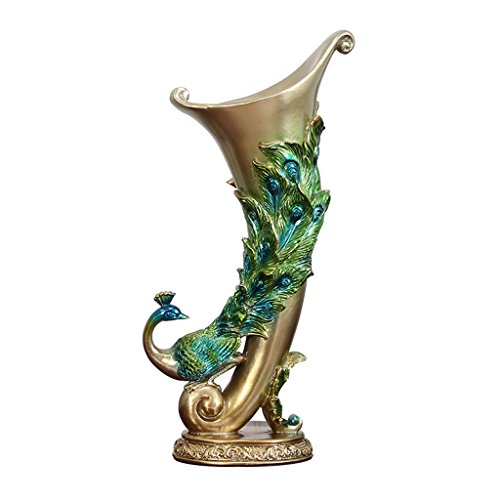 Vase ZLR European Art Decoration Creative Wine Cabinet Decoration Living Room TV Cabinet Furnishings Inserted Flower Peacock Feather (color : B)