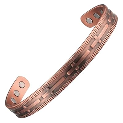 MagEnergy Copper Bracelet for Men Women,Pure Copper Bangle, Adjustable with 6 Powerful Magnets