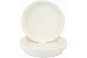 Home Garden Ornaments Plant Pot Saucers Strong Drip Tray Round Tray Plastic Trays Set of 5 (White, Diameter: 24cm)