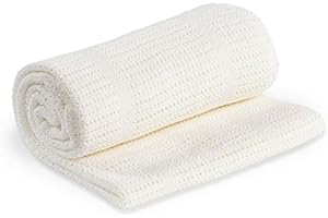 MY LITTLE WORLD Cellular Baby Blanket for Moses Basket/Prams - 100% Cotton - Cream