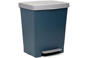 Tatay Poubelle de Cuisine Cubik, Capacité 23L, Pédale Rétractable, Polypropylène, Sans BPA, Sac Poubelle 30L. Bleu Atlantique. Dimensions 33.5 x 30 x 39 cm