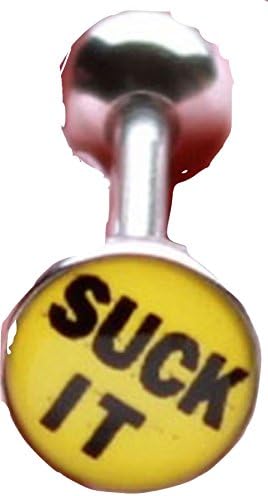 Rude Word Naughty Word Logo Navel/Nipple/Tongue Bar Novelty 14G (SUCK IT)