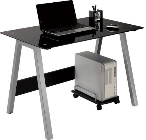 SixBros. Computerschreibtisch Glas/Schwarz - CT-3359/36 - Glas Schwarz - Gestell Silbergrau SixBros. Computerschreibtisch Glas/Schwarz - CT-3359/36 - Glas Schwarz - Gestell Silbergrau