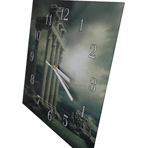 Glasuhr von DekoGlas 30x30cm quadratisch Bilderuhr aus Acrylglas mit lautlosem Quarzuhrwerk Dekouhr Glaswanduhr Uhr aus PMMA Wanduhren Küchenuhr Wanddekoration Glasbilder Hintergrund grau - 4