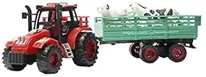 Sajani Super Tractor with Real Looking 3 Pcs Animal Trolley Toy for Kids (Multicolor)