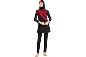 Saibit Women 3 Pieces Muslim Swimwear Modest Swimsuit Full Coverage with Islamic Hijab Burkini Costume Beachwear Muslim Swimming Suit S-6XL