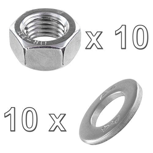 Preisvergleich Produktbild 20tlg Muttern / Unterlegscheiben Set für M12 Gewindestangen Edelstahl A4