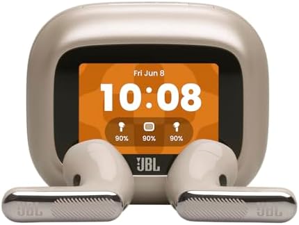 JBL Live Flex 4, Auricolari Wireless con Cancellazione Adattiva del Rumore, Bluetooth, Autonomia di 50 Ore, Impermeabilità IP54, Smart Charging Case, Champagne