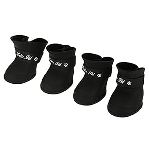 Bicaquu 4pcs Silicona Mascotas Perros Botas Impermeables Lindas Zapatos de Lluvia Protectores Antideslizantes(L-púrpura)