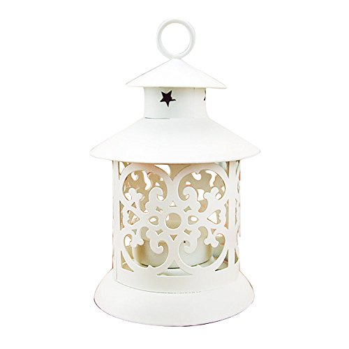 Vejaoo Metall Kerzenhalter Moderne Laterne Vintage Tee Licht Aushöhlen Armleuchter Home Decor (Weiß) - 4
