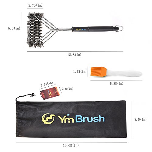 BBQ Grill Reinigungsbürsten Waschreinigungsbürste Edelstahl / 18inch 3-Sided Lange mit Aufhängeöse (B) - 3