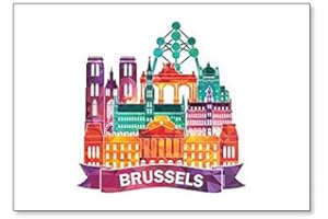 FOTO MAGNETS Aimant de réfrigérateur classique avec illustration des monuments de Bruxelles